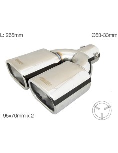 Terminale scarico universale inox quadrato doppio 33 63mm TRX 101 2
