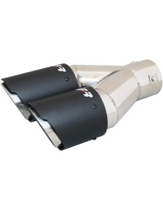Terminale scarico universale inox rotondo doppio inclinato 40 76mm TRX CR