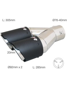 Terminale scarico universale inox rotondo doppio inclinato 40 76mm TRX CR 2