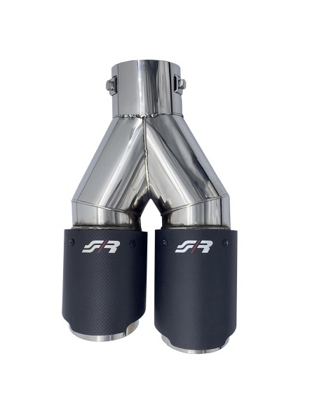 Terminale scarico universale inox rotondo doppio inclinato 40 76mm TRX CR