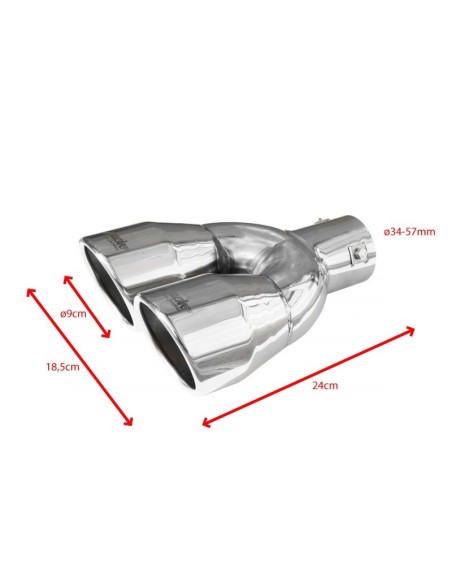 Terminale scarico universale inox doppio 34 57mm TRX 59