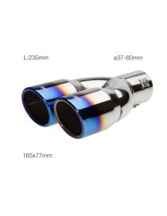 Terminale scarico universale inox doppio 37 60mm tinanium look