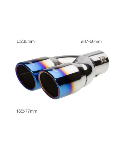 Terminale scarico universale inox doppio 37 60mm tinanium look