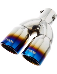 Terminale scarico universale inox doppio 37 60mm tinanium look 2