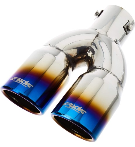 Terminale scarico universale inox doppio 37 60mm tinanium look