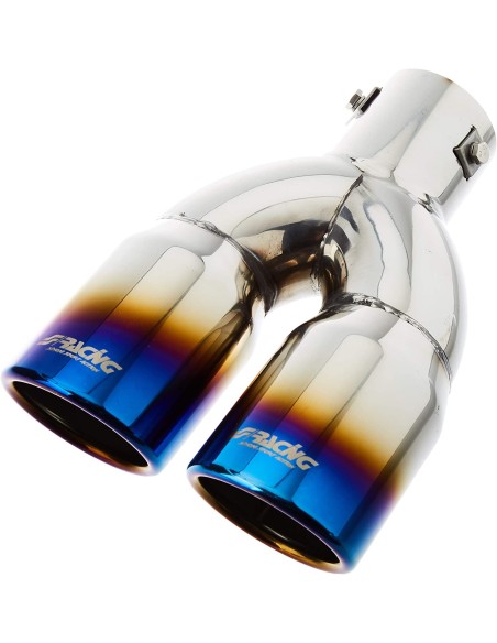 Terminale scarico universale inox doppio 37 60mm tinanium look