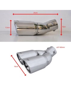 Terminale scarico universale inox doppio 37 60mm TRX 14 2
