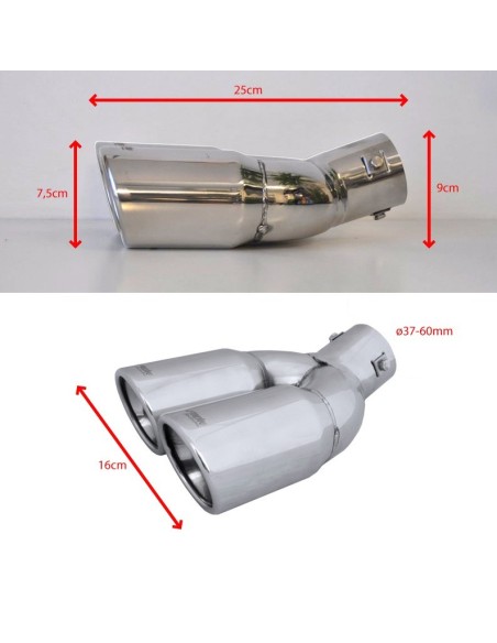 Terminale scarico universale inox doppio 37 60mm TRX 14