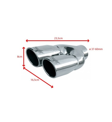 Terminale scarico universale inox doppio 37 60mm TRX 18