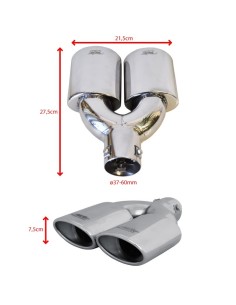 Terminale scarico universale inox doppio 37 60mm TRX 32 2