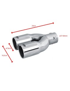 Terminale scarico universale inox doppio 37 60mm TRX 60 2