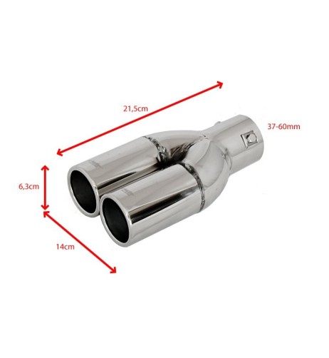 Terminale scarico universale inox doppio 37 60mm TRX 77
