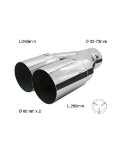 Terminale scarico universale inox doppio disassato 33 73mm TRX 107 2