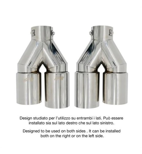 Terminale scarico universale inox doppio disassato 33 73mm TRX 107