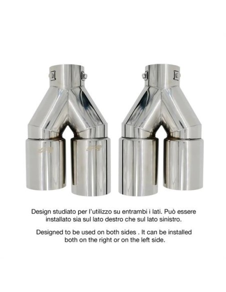 Terminale scarico universale inox doppio disassato 33 73mm TRX 107