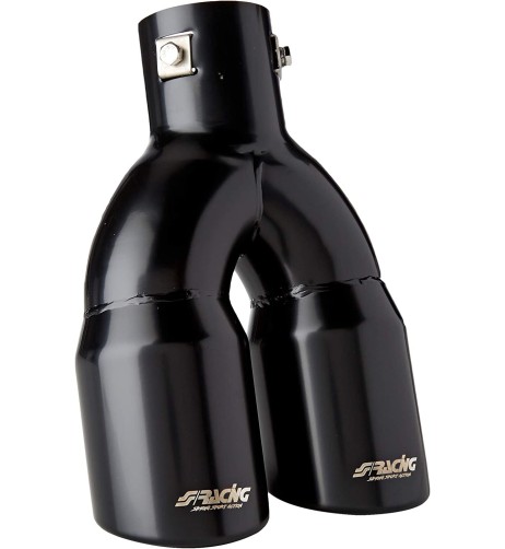 Terminale scarico universale inox nero doppio 37 60mm TRX 18N