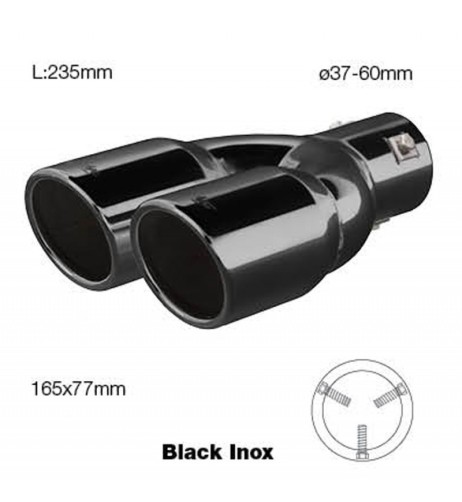 Terminale scarico universale inox nero doppio 37 60mm TRX 18N