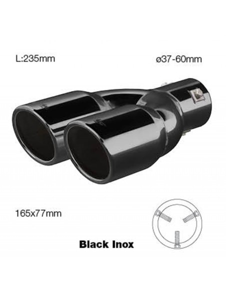 Terminale scarico universale inox nero doppio 37 60mm TRX 18N