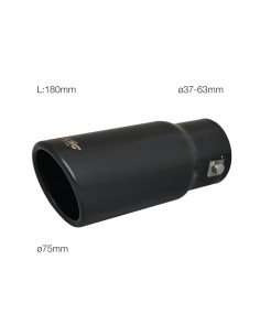Terminale scarico universale inox nero singolo 37 63mm TRX 01N 2