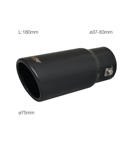 Terminale scarico universale inox nero singolo 37 63mm TRX 01N