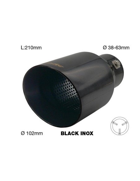Terminale scarico universale inox nero singolo 38 63mm TRX 106N