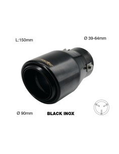 Terminale scarico universale inox nero singolo 39 64mm TRX 108N 2