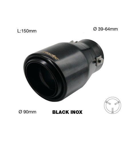 Terminale scarico universale inox nero singolo 39 64mm TRX 108N