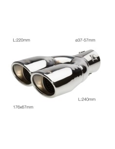 Terminale scarico universale inox ovale doppio sfalsato 37 54mm left 2