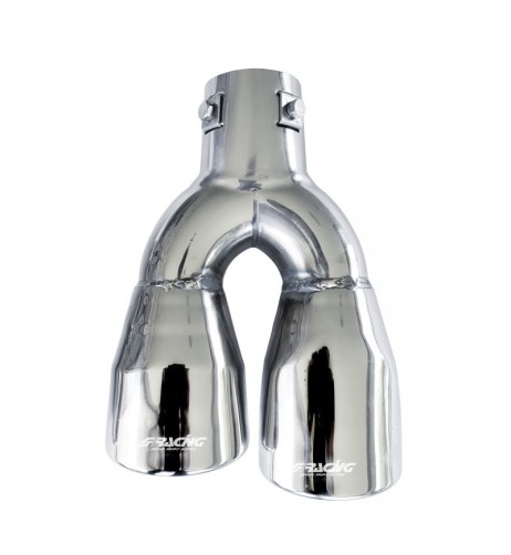 Terminale scarico universale inox ovale doppio sfalsato 37 54mm left