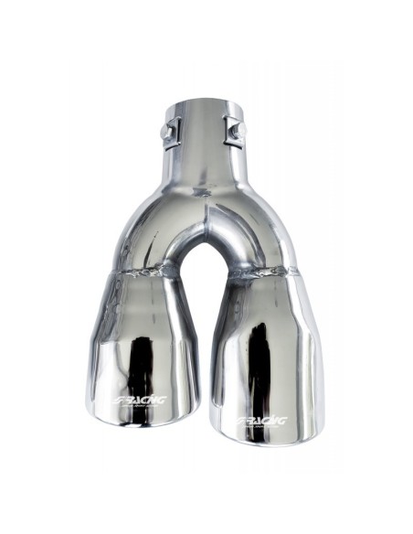 Terminale scarico universale inox ovale doppio sfalsato 37 54mm left
