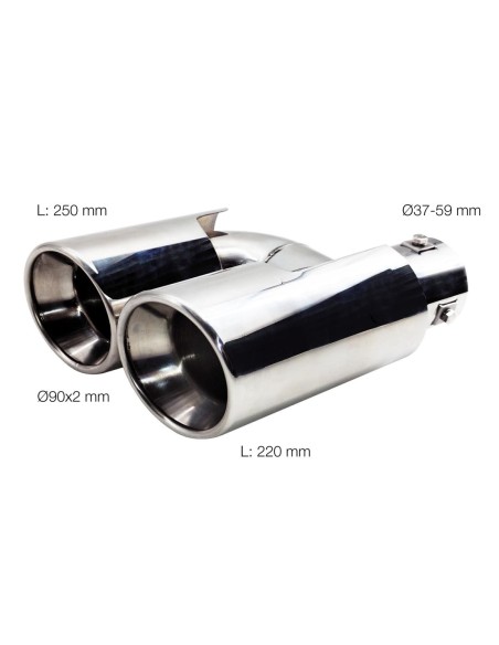 Terminale scarico universale inox rotondo doppio 37 59mm TRX 110