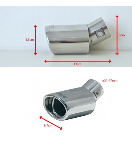 Terminale scarico universale inox singolo 31 47mm TRX 30