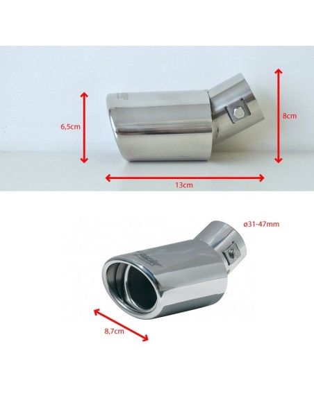 Terminale scarico universale inox singolo 31 47mm TRX 30