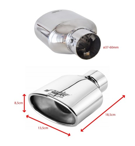 Terminale scarico universale inox singolo 37 60mm TRX 74