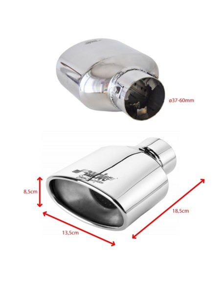 Terminale scarico universale inox singolo 37 60mm TRX 74