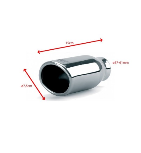 Terminale scarico universale inox singolo 37 61mm TRX 02