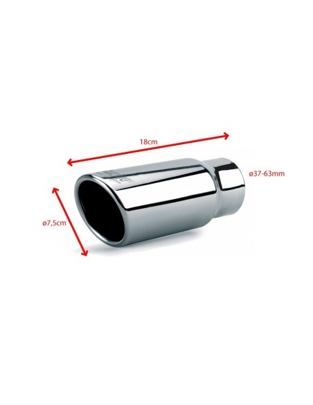 Terminale scarico universale inox singolo 37 63mm TRX 01