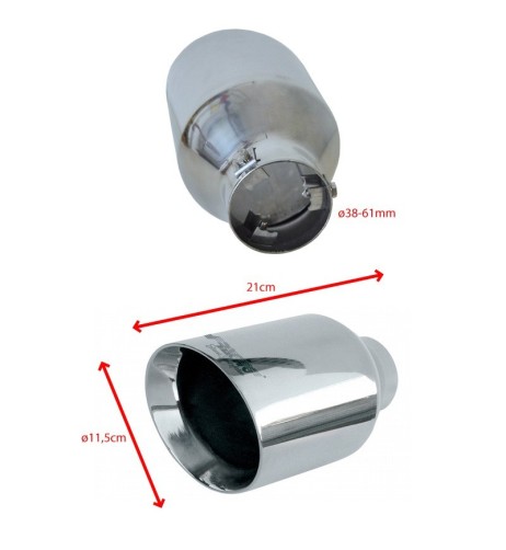 Terminale scarico universale inox singolo 38 61mm TRX 20