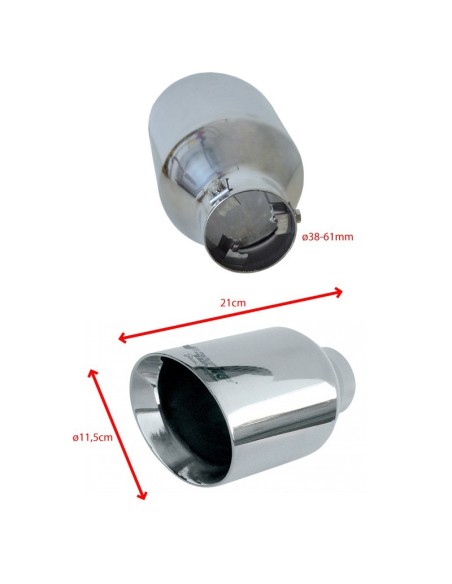 Terminale scarico universale inox singolo 38 61mm TRX 20