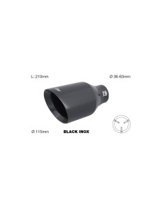 Terminale scarico universale inox singolo 38 63mm TRX 20N nero 2
