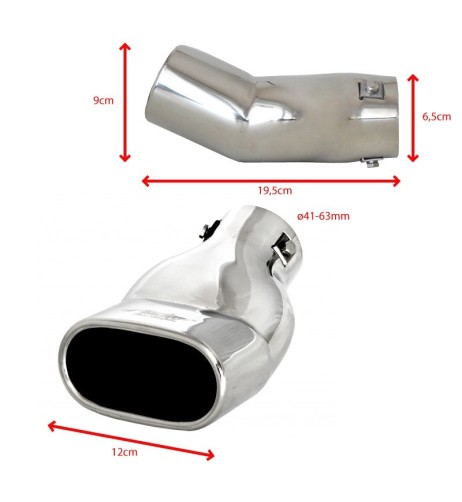 Terminale scarico universale inox singolo 41 63mm TRX 62