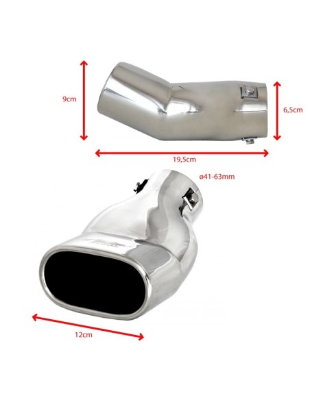 Terminale scarico universale inox singolo 41 63mm TRX 62