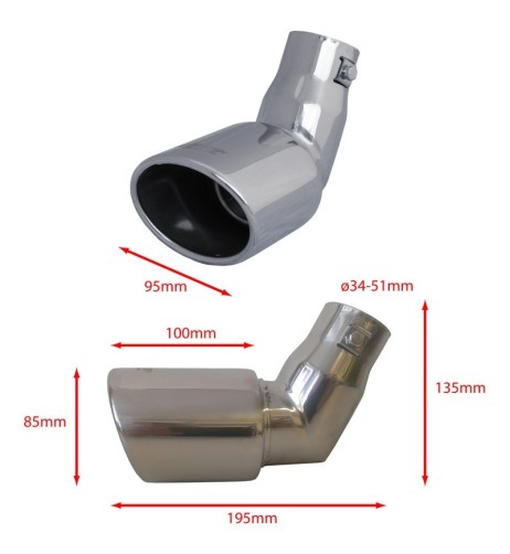 Terminale scarico universale inox singolo DTM 37 51mm TRX 85