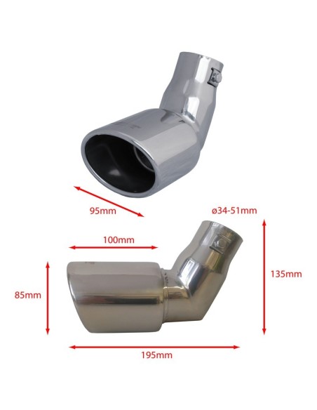 Terminale scarico universale inox singolo DTM 37 51mm TRX 85