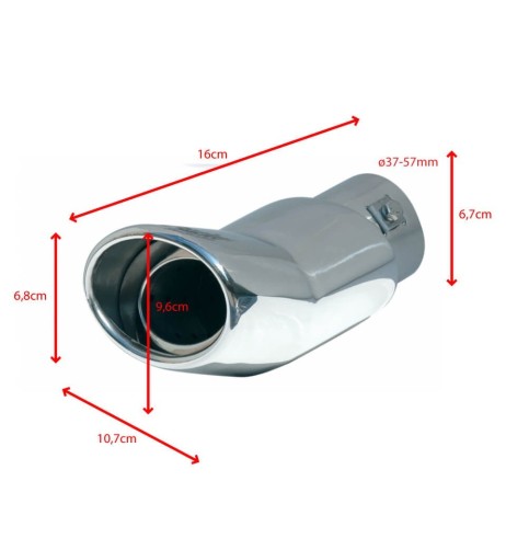 Terminale scarico universale inox singolo DTM 57mm TRX 38