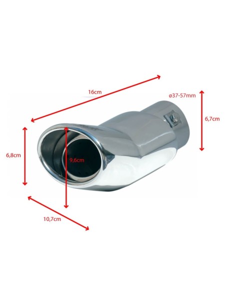 Terminale scarico universale inox singolo DTM 57mm TRX 38