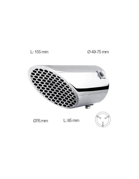 Terminale scarico universale inox singolo inclinato 49 75mm TRX 94