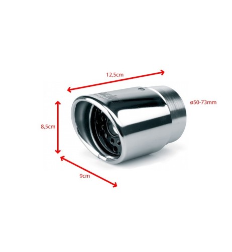 Terminale scarico universale inox singolo ovale 50 73mm TRX 09