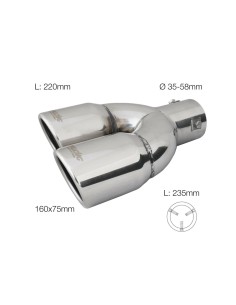 Terminale scarico universale inox tondo doppio inclinato 35 58mm left