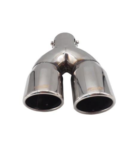 Terminale scarico universale inox tondo doppio inclinato 35 58mm left